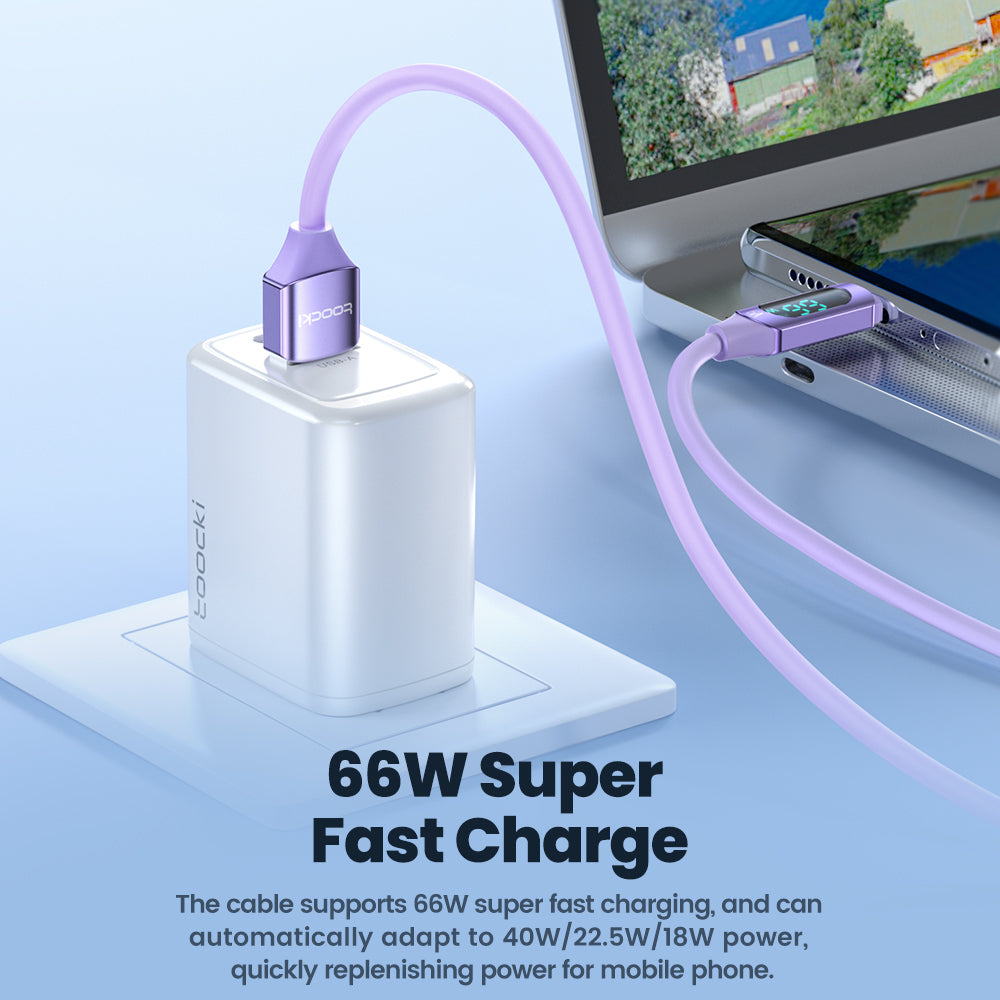 TOOCKI TQ-X55A2 2m Digital Display USB to Type-C 6A Liquid Silicone 480Mbps Data Cable TOOCKI TQ-X55A2 2m Digital Display USB to Type-C 6A Liquid Silicone 480Mbps Data Cable